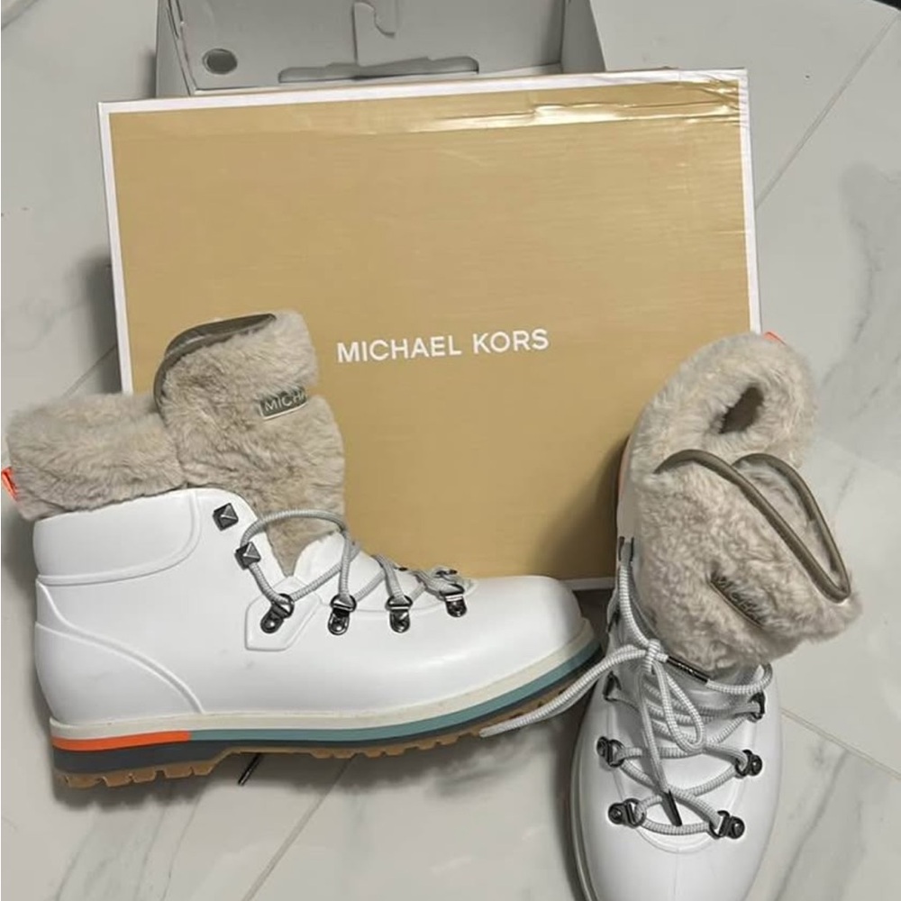 Michael Kors White and Gray Winter Boots